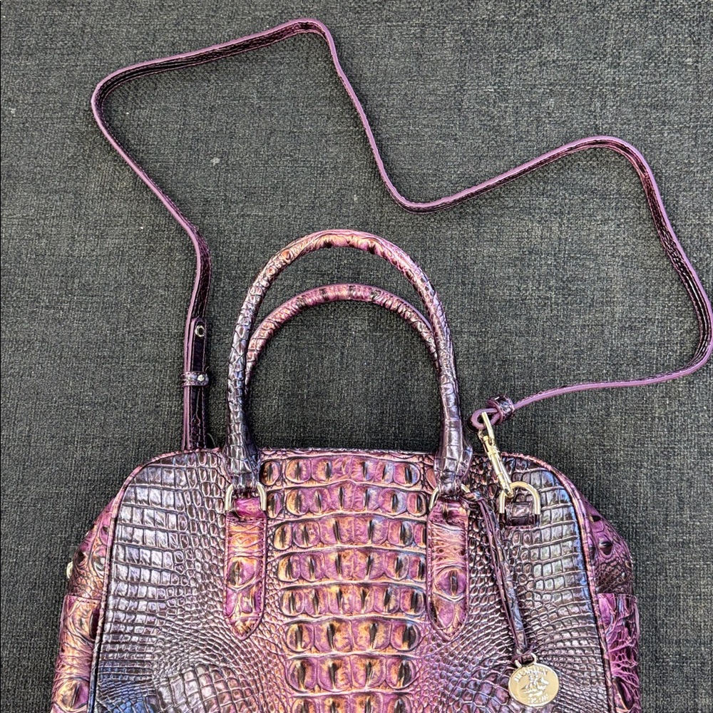 Brahmin Marissa Purple Croc-Embossed Satchel Bag - Women - Picture 2 of 8